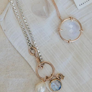 Full Circle Charm Necklace - 14k Rose Gold
