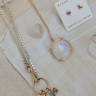 Full Circle Charm Necklace - 14k Rose Gold