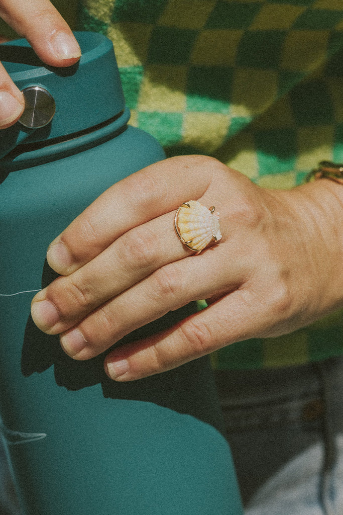 Prong Set Sunrise Shell Ring – Wings Hawai'i