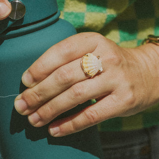 Prong Set Sunrise Shell Ring - GF