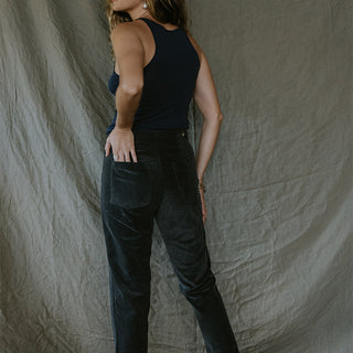 Retro Pocket Pants - Charcoal Corduroy