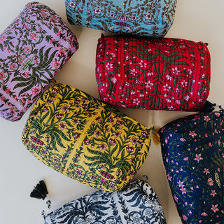 Kantha Toiletry Pouches - Flowery Vines