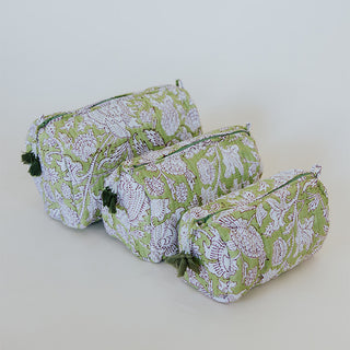 Kantha Toiletry Pouches - Lime Vineyard
