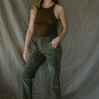 Retro Pocket Pants - Olive Corduroy