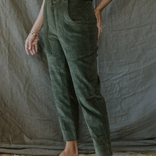 Retro Pocket Pants - Olive Corduroy