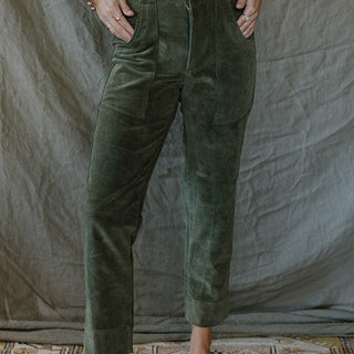 Retro Pocket Pants - Olive Corduroy