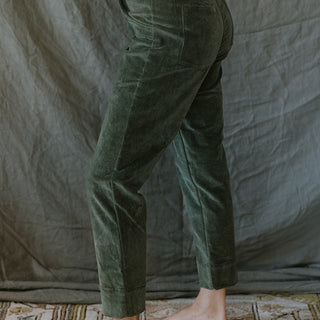 Retro Pocket Pants - Olive Corduroy