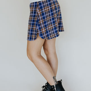 Plaid Flannel Mini Skirt - Cocoa & Purple