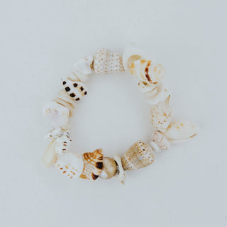 Wings Hawaii Shell Pile Stretchy Bracelet with Light Pink Pearl