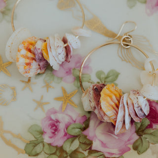 Shell Lei Hoop Earrings - Sunrise + Scallops