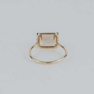 Emerald Cut Sunstone Ring - 14k Yellow Gold