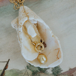 Wings Hawaii necklace with south seas pearl pendant and gold-fill clasp and chain