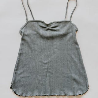 Wings Hawaii pointelle shirred tank top in sage