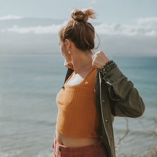 U Neck Cropped Tee - Marigold
