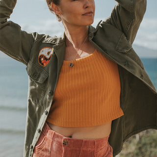 U Neck Cropped Tee - Marigold