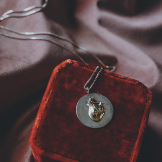 Heart Medallion Necklace - Sterling Silver + 14k