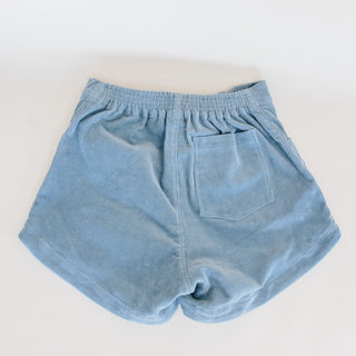 Wings Hawaii retro pocket shorts in light blue corduroy. Back pocket 