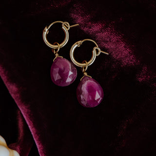 Charm Hoop Earrings - Ruby