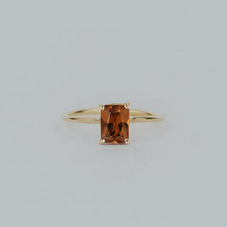 Prong Set Ring - Orange Zircon - 14K Yellow Gold