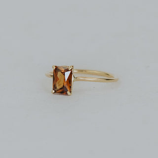 Prong Set Ring - Orange Zircon - 14K Yellow Gold