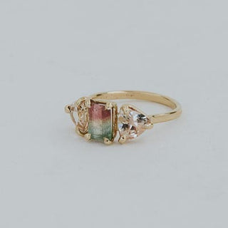Trinity Ring - Watermelon Tourmaline + Sunstone