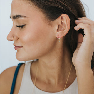 Sleeper Hoops - Large Diamond 14K Gold