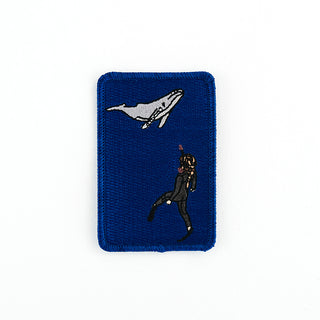 humpback whale with diver embroidered patch