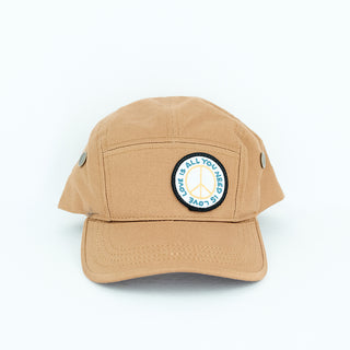 military style cap with all you need is love patch