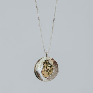 Heart Medallion Necklace - Sterling Silver + 14k