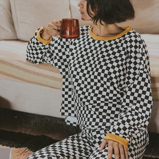 Boxy Long Sleeve - Black and White Check