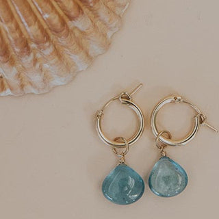 Charm Hoops - Aquamarine