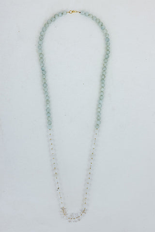 Beaded Aquamarine and Herkimer Necklace