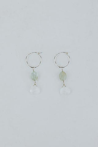 Wings Hawaii aquamarine and moonstone sterling silver hoop earrings