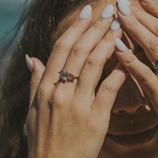 Trinity Ring - Aquamarine + Sunstone