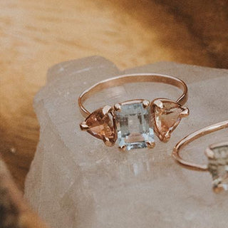 Trinity Ring - Aquamarine + Sunstone