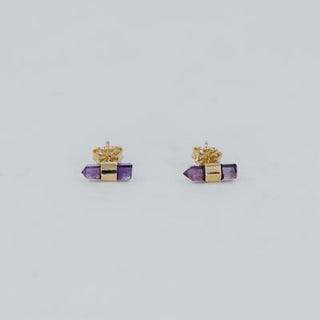 Banded Crystal Studs - Amethyst