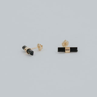 Banded Crystal Studs - Black Tourmaline
