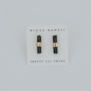 Banded Crystal Studs - Black Tourmaline