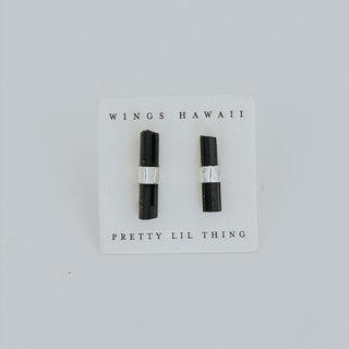 Banded Crystal Studs - Black Tourmaline