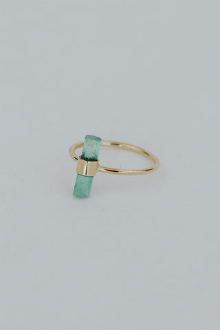 Banded Crystal Ring - Emerald 14k