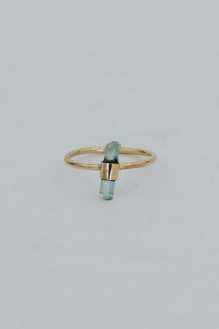 Banded Crystal Ring - Teal Tourmaline