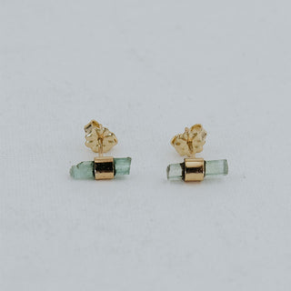 Banded Crystal Studs - Green Tourmaline