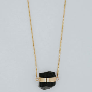 Banded Crystal Charm Necklace - Black Tourmaline