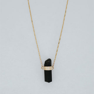 Medium Banded Crystal Charm Necklace - Black Tourmaline
