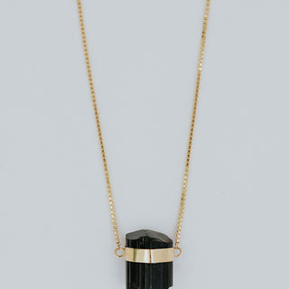 Banded Crystal Charm Necklace - Black Tourmaline