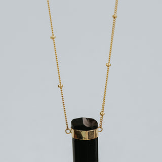 Banded Crystal Charm Necklace - Black Tourmaline