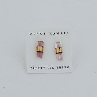 Banded Crystal Studs - Pink Tourmaline
