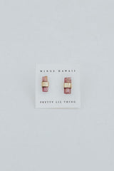 Banded Crystal Studs - Sea Rose Tourmaline thumbnail