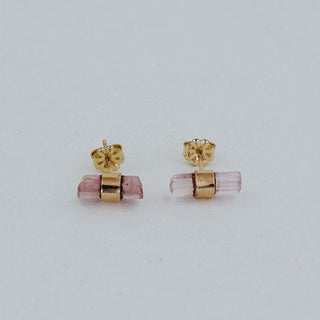 Banded Crystal Studs - Pink Tourmaline