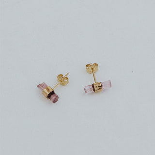 Banded Crystal Studs - Pink Tourmaline